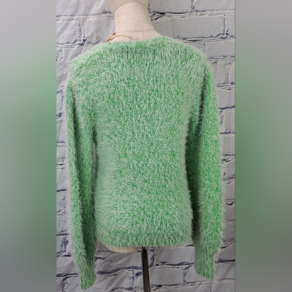 NWT Garcia Jeans Womens Green Fuzzy Sweater Mohair Like Acrylic Wool Nylon Small - Picture 13 of 16
